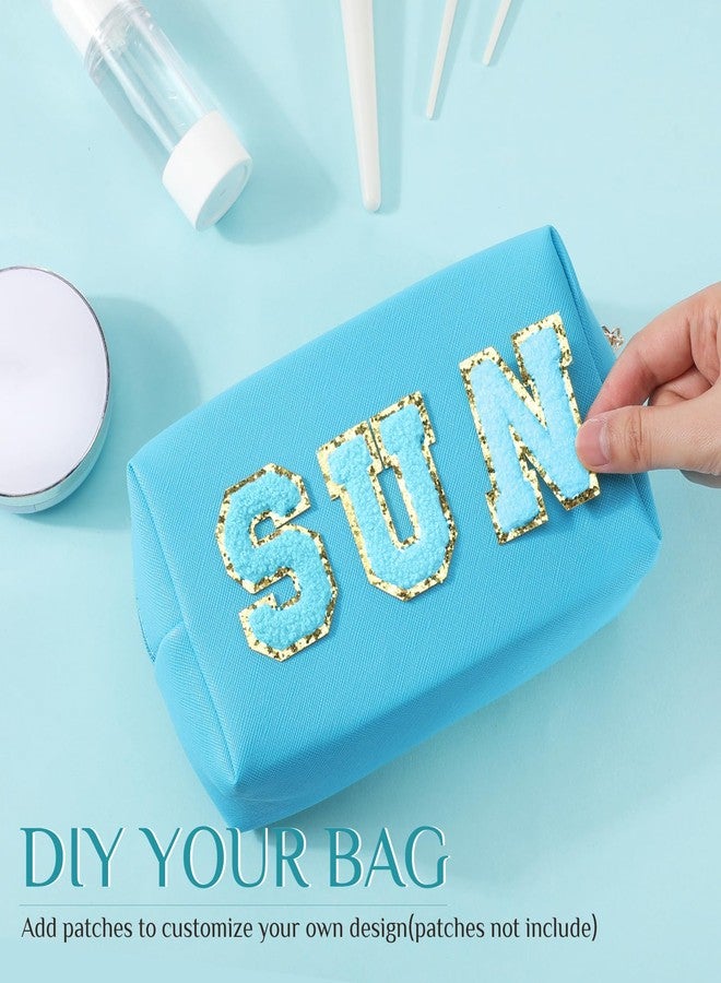 Sanwuta 9 Pcs Makeup Bags Bulk PU Double Zippers Cosmetic Bag Makeup Toiletry Pouch Portable Travel Organizers Case for Women Bachelorette Party End of The Year Bridesmaid Gift(Blue and Green Color) - Image 3