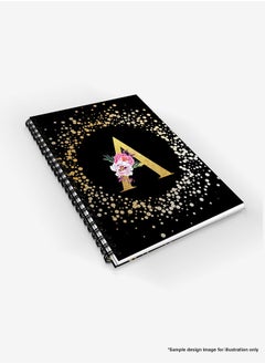 Stylizedd Designer A5 Spiral Notebook Memo Notepad Journal - Custom Monogram Initial Letter Floral Pattern Alphabet - F - Black  - Image 3