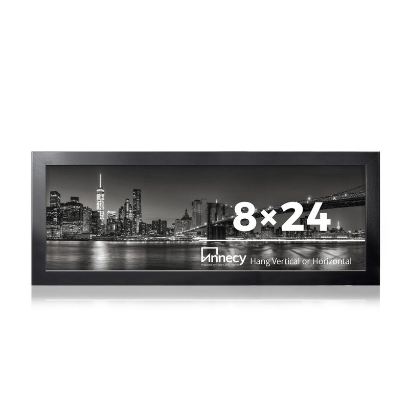 Annecy 8x24 Picture Frame Black1 Pack Panoramic Picture Frame for Wall Decoration Classic Black Minimalist Style Suitable for Decorating Houses Offices Hotels