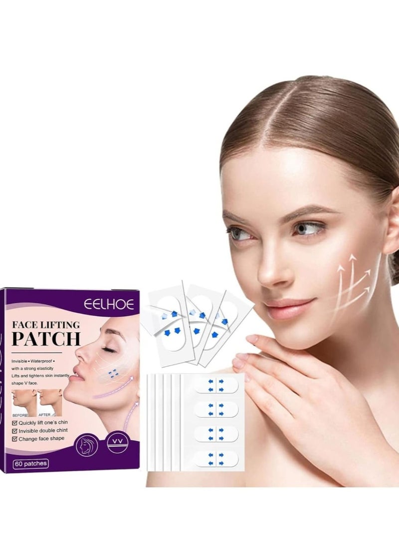 إيلهو ستيكر لاصق غير مرئي لشد الوجه ورفع الوجه، ملصق رفع فوري للوجه، مقاوم للماء ومرن ومقاوم للماء، ادوات شد الوجه للوجه - Image 1