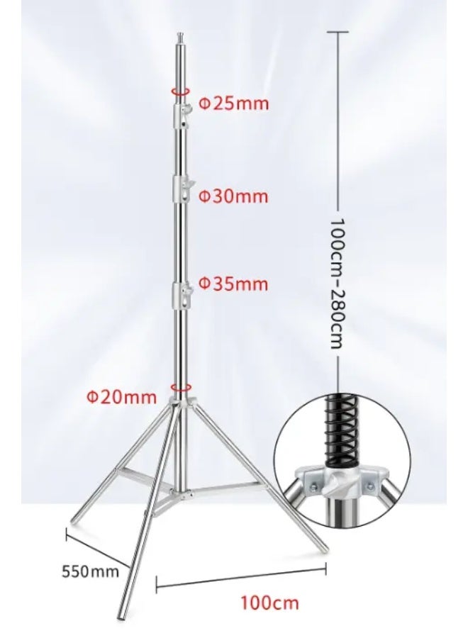 FX Studio Heavy Duty Stainless Steel Light Stand (2.8m) – 10kg Load Capacity - GS-280 - Image 2