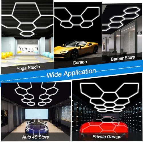 LZHOME Hexagon LED Garage Light: 25 Pack Updated Bigger Size, 26400LM Super Bright Car Detailing Ceiling LED Shop Light for Warehouse Workshop Gym Basement Car Care Wash Room - Image 5