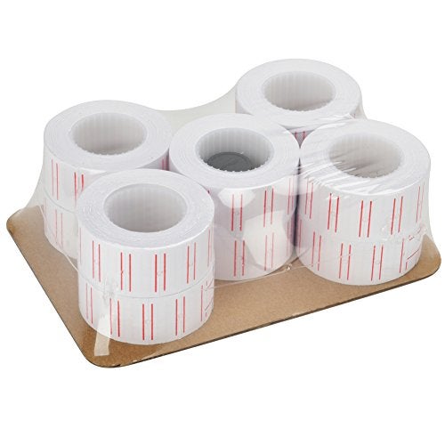 MFLABEL 10 Rolls 6000 White Price Gun Labels for Mx-5500 - with Double Red Line Visibility, Refill Ink Roll & Disposable Gloves for Easy Loading - Image 2
