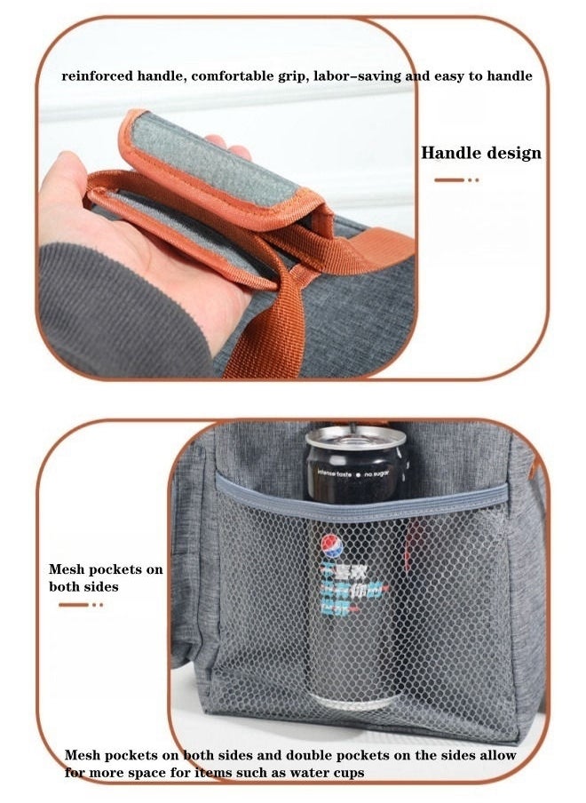 Brivilas - Double Layered Crossbody Thickened Insulated Lunch Bag Portable Outdoor Lunch BoxOxford Grey 24.5x21.5x14.5 - Image 1