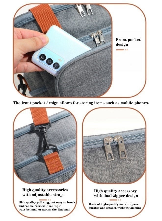 Brivilas - Double Layered Crossbody Thickened Insulated Lunch Bag Portable Outdoor Lunch BoxOxford Grey 24.5x21.5x14.5 - Image 1