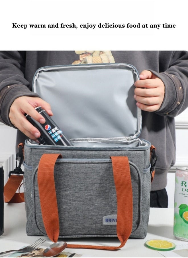 Brivilas - Double Layered Crossbody Thickened Insulated Lunch Bag Portable Outdoor Lunch BoxOxford Grey 24.5x21.5x14.5 - Image 1