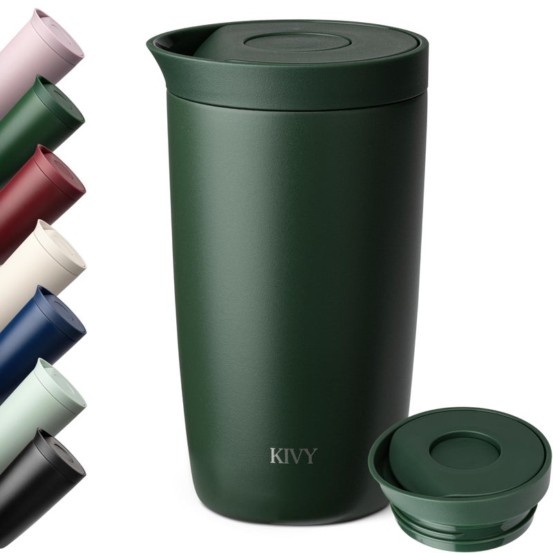 KIVY Travel Coffee Mug Tumbler [24h Cold | 6h Hot] Insulated Coffee Tumbler Stainless Steel - Leak Proof Coffee Travel Mug - 12oz Insulated cup to go for hot & cold drinks - Cups for Women & Men - Image 1