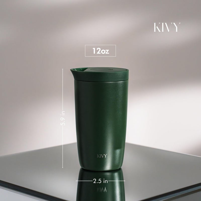 KIVY Travel Coffee Mug Tumbler [24h Cold | 6h Hot] Insulated Coffee Tumbler Stainless Steel - Leak Proof Coffee Travel Mug - 12oz Insulated cup to go for hot & cold drinks - Cups for Women & Men - Image 2