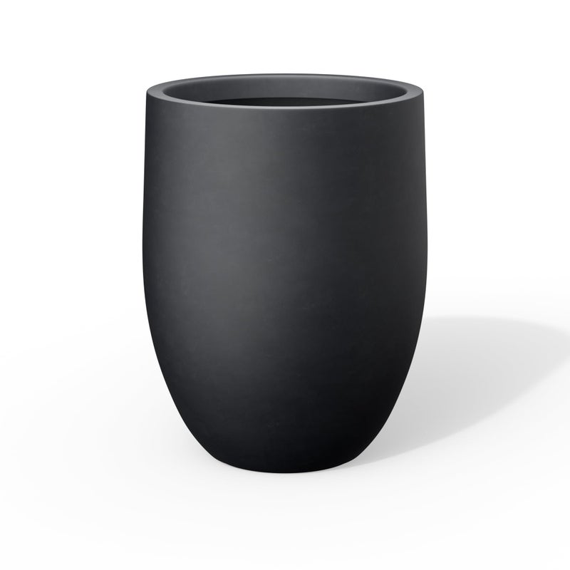 Kante Tall Concrete Planter, 21.7-Inch Height Black Large Indoor Outdoor Plant Pot with Drainage Hole for Patio Garden Home, Modern Decor for Flowers and Tree - Image 1