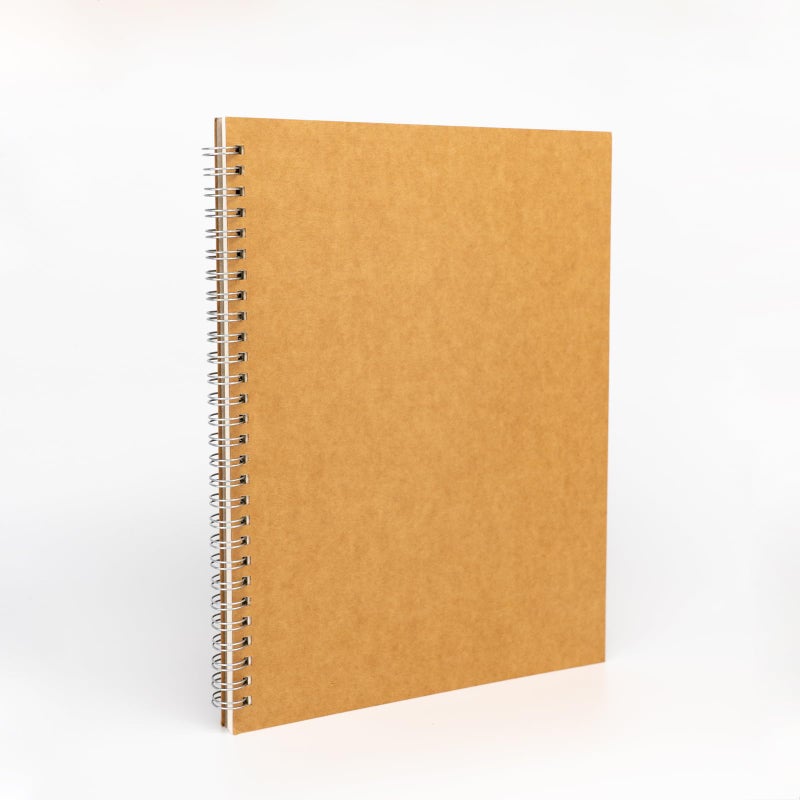 DSTELIN 10 inch x 7.5 inch, 100GSM, Blank Spiral Notebook, 1-Pack, Soft Cover, Sketch book, 100 Pages / 50 Sheets, with writing backboard, (Brown) - Image 3