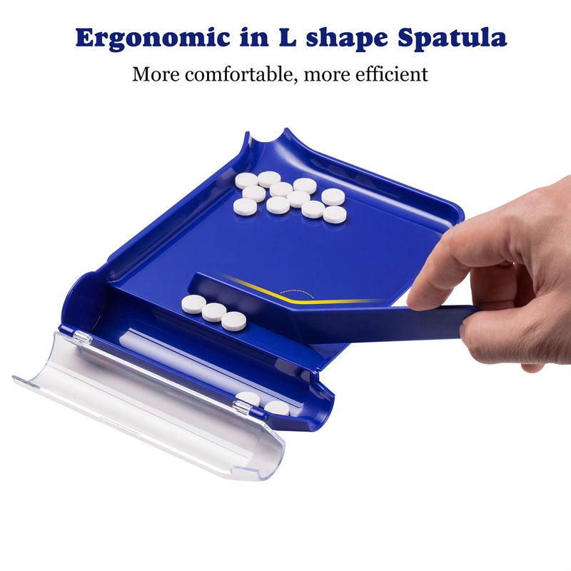 Medarchitect Right Hand Pill Counting Tray with Spatula (Blue - L Shape) - Image 4