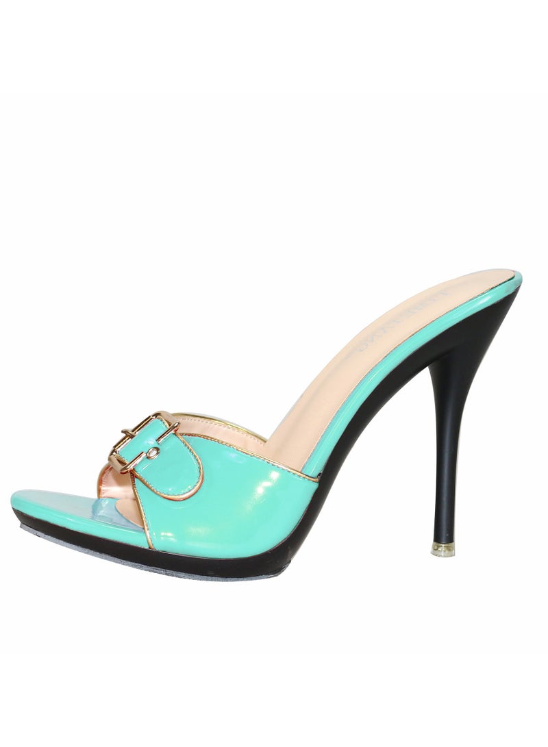 KUYING New Retro Belt Buckle Integrated Slim High Heels
