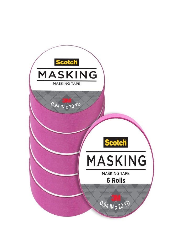 Scotch Expressions Masking Tape, .94 in x 20 yd, 6 Rolls/Pack, Fuchsia (3437-PNK-ESF) - Image 1