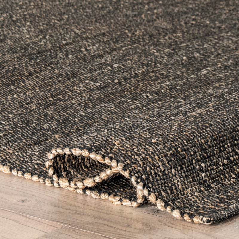 nuLOOM 2'6" x 8' Elfriede Jute & Cotton Hand Woven Area Rug, Charcoal, Solid Rustic Farmhouse Style, Weaved Design, Natural Fiber, For Bedroom, Living Room, Dining Room, Hallway, Office, Entryway - Image 4