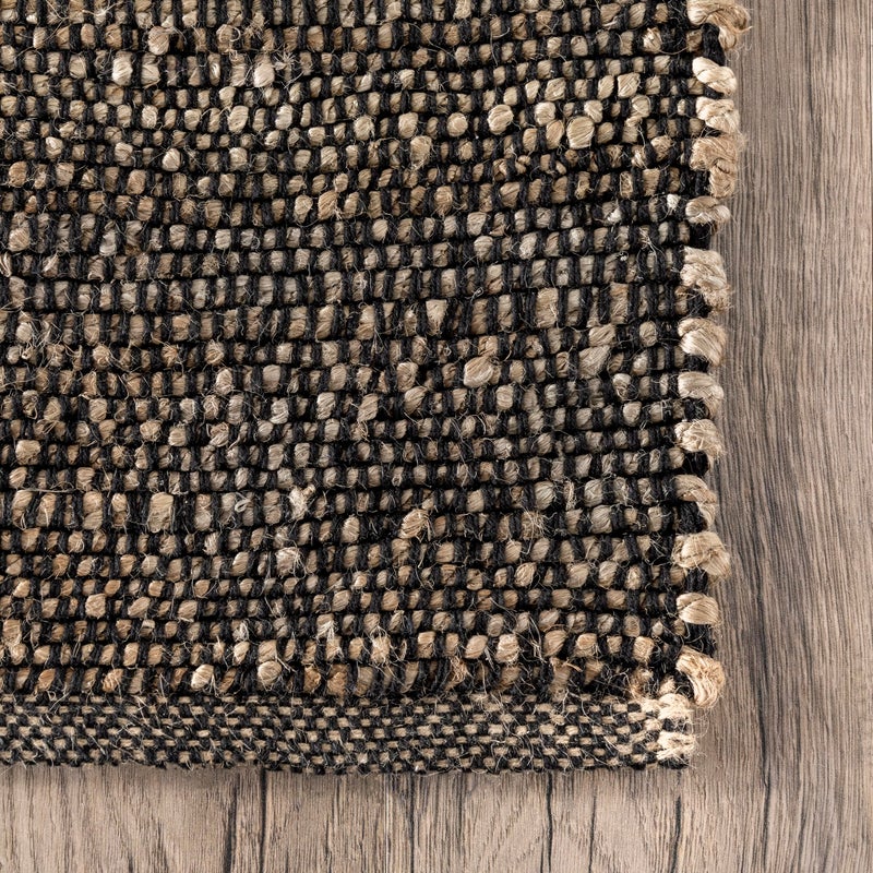 nuLOOM 2'6" x 8' Elfriede Jute & Cotton Hand Woven Area Rug, Charcoal, Solid Rustic Farmhouse Style, Weaved Design, Natural Fiber, For Bedroom, Living Room, Dining Room, Hallway, Office, Entryway - Image 3