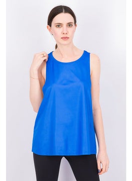 Tchibo Women Round Neck Sleeveless Pull Over Tank Top, Blue  - Image 1