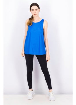 Tchibo Women Round Neck Sleeveless Pull Over Tank Top, Blue  - Image 4