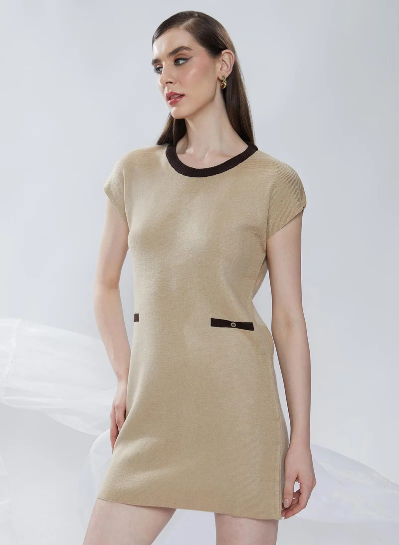 كامبوس سوترا Women's Sand Beige Shift Sweater Dress