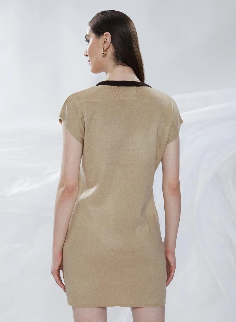 كامبوس سوترا Women's Sand Beige Shift Sweater Dress