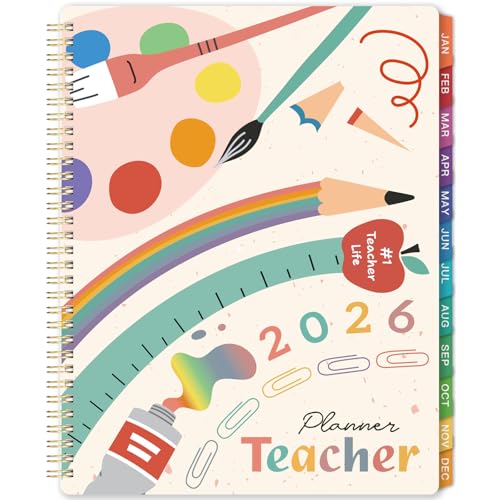 Lemome Teacher Planner 2026 - Teacher Lesson Planners 2026 from Jan. 2026- Dec. 2026, Academic Planner for School Year with Colorful Tabs and Inner Pocket, 8.5" x 11" - Image 1