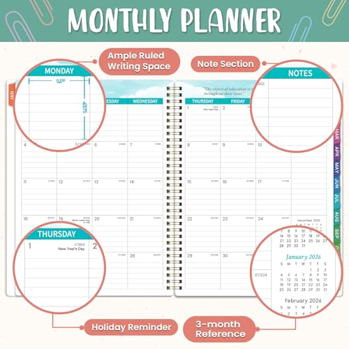 Lemome Teacher Planner 2026 - Teacher Lesson Planners 2026 from Jan. 2026- Dec. 2026, Academic Planner for School Year with Colorful Tabs and Inner Pocket, 8.5" x 11" - Image 4