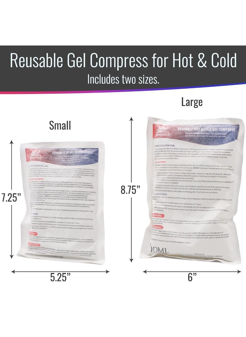 DMI DMI Hot  Cold Reusable Gel Compress Microwavable Relieves Swelling and Pain Increases Blood Flow Warms Cold Hands  Feet Ideal for Emergency First Aid Pack of 2 One Small and One Large Pack  - Image 2