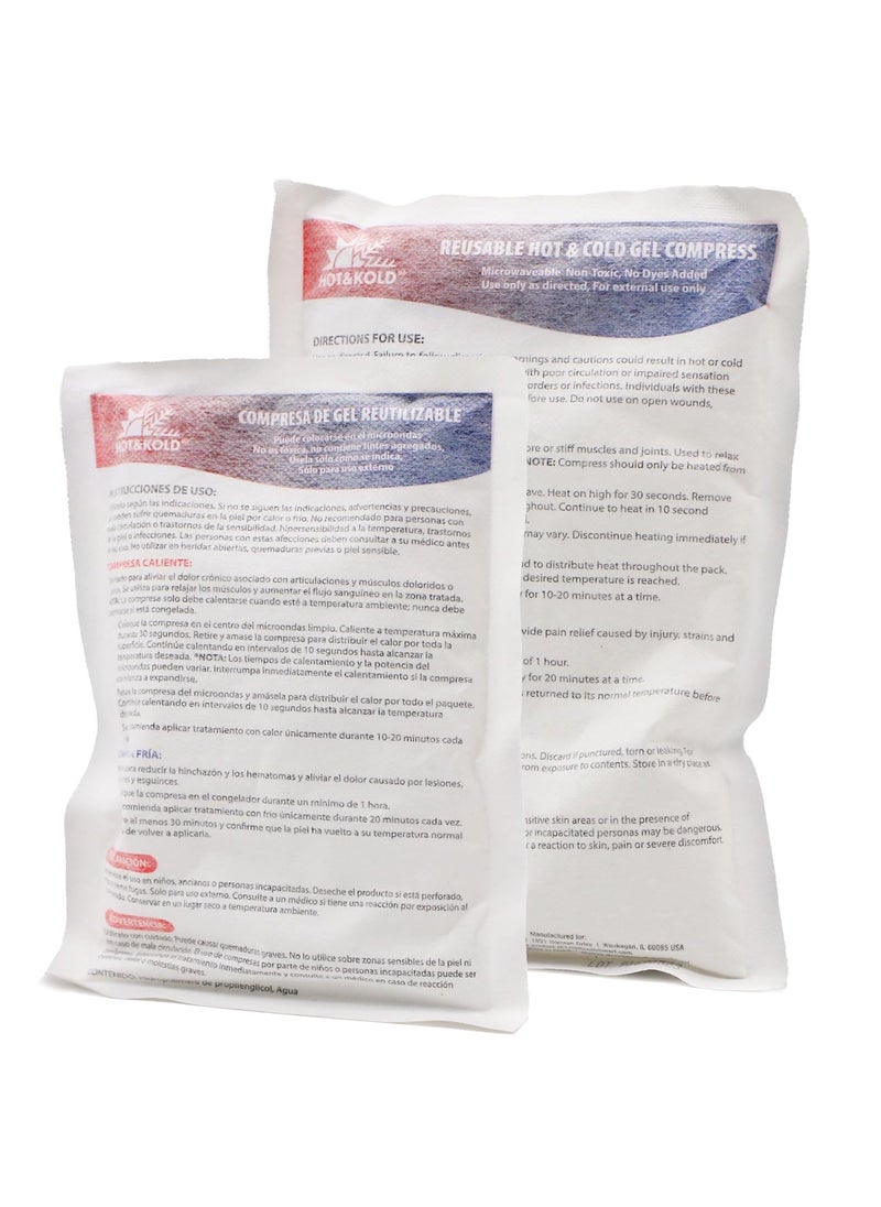 DMI DMI Hot  Cold Reusable Gel Compress Microwavable Relieves Swelling and Pain Increases Blood Flow Warms Cold Hands  Feet Ideal for Emergency First Aid Pack of 2 One Small and One Large Pack  - Image 1