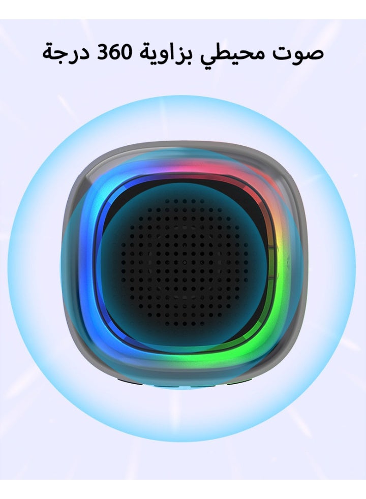 Mini Bluetooth Wireless Speaker with Colorful LED Lights - 360° Surround Sound & Powerful Bass, Portable Wireless for Outdoor, Home Parties & Ramadan Gatherings - Image 3