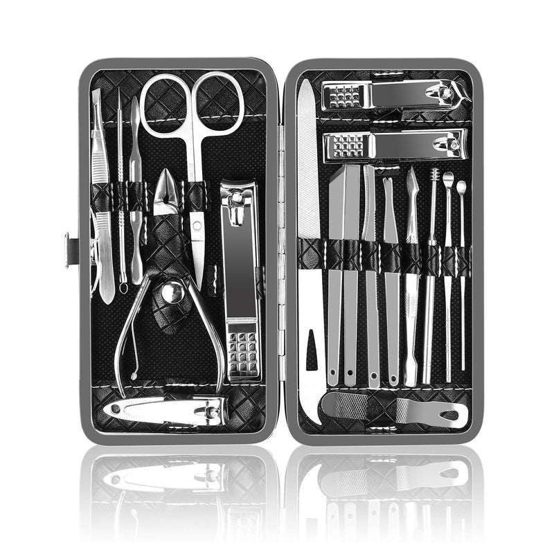 OKOMER Manicure Kit, Okom Manicure Set, Travel Essentials Nail Kit, Includes Nail Clippers, Nail File and Pedicure Tools for Feet Pedicure Kit, Gifts for Men and Woman, Grooming Kit(19Pcs) - Image 1