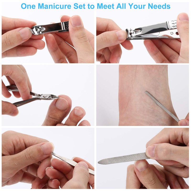 OKOMER Manicure Kit, Okom Manicure Set, Travel Essentials Nail Kit, Includes Nail Clippers, Nail File and Pedicure Tools for Feet Pedicure Kit, Gifts for Men and Woman, Grooming Kit(19Pcs) - Image 2