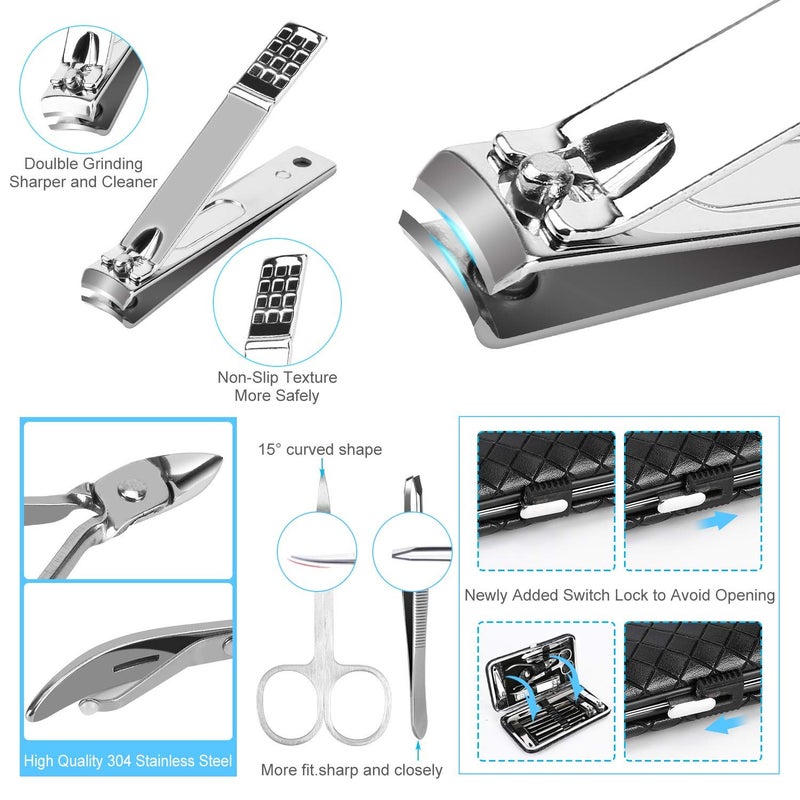 OKOMER Manicure Kit, Okom Manicure Set, Travel Essentials Nail Kit, Includes Nail Clippers, Nail File and Pedicure Tools for Feet Pedicure Kit, Gifts for Men and Woman, Grooming Kit(19Pcs) - Image 4