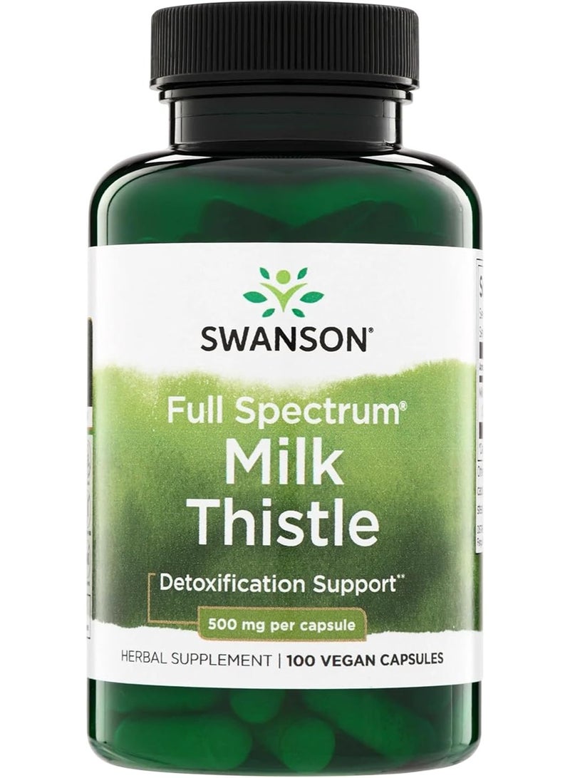 حليب الشوك (Milk Thistle) كامل الطيف، 500 ملغ، 100 كبسولة