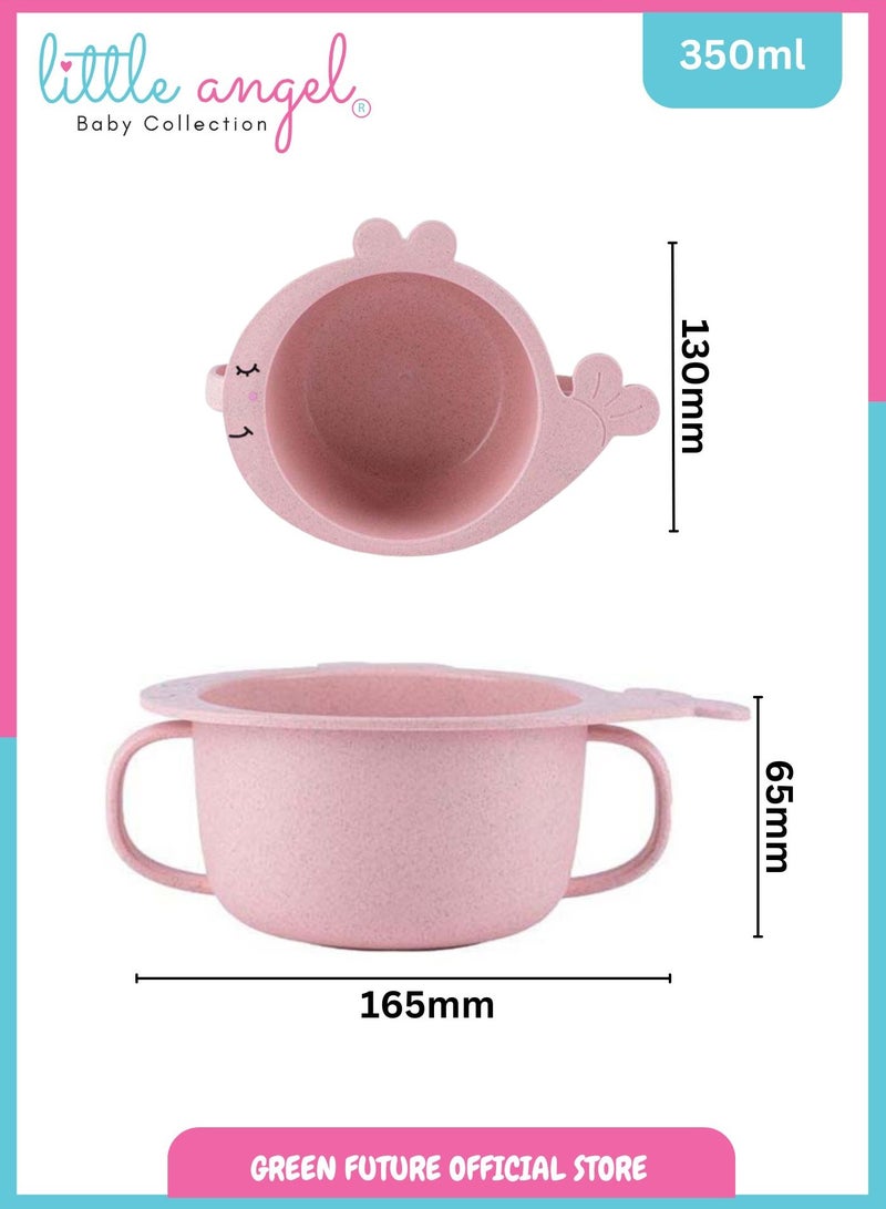 Little Angel Kids Bowls Feeding Bowl With Handle - Pink - Image 4