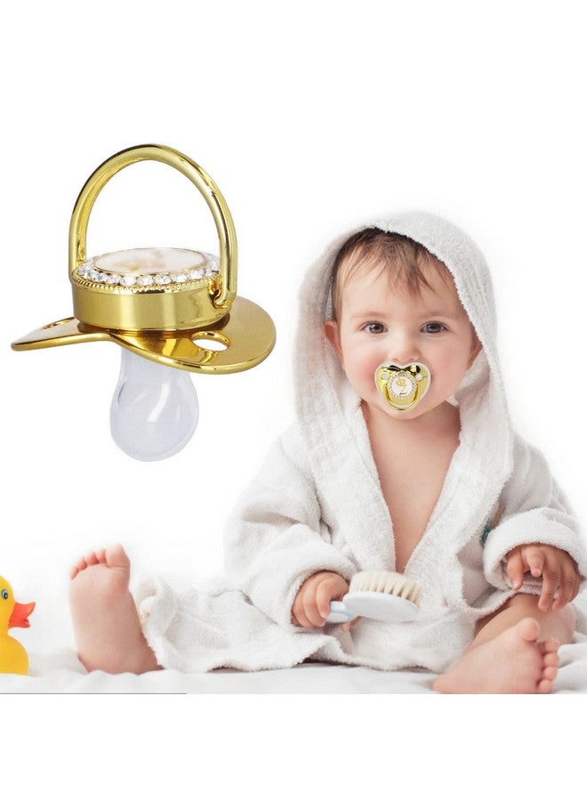 GLOGLOW Gold Letter Infant Pacifier, Personalized Bling Pacifier with Clip for Girl Boys Baby Home Travel Essential Baby Shower (Z) - Image 1