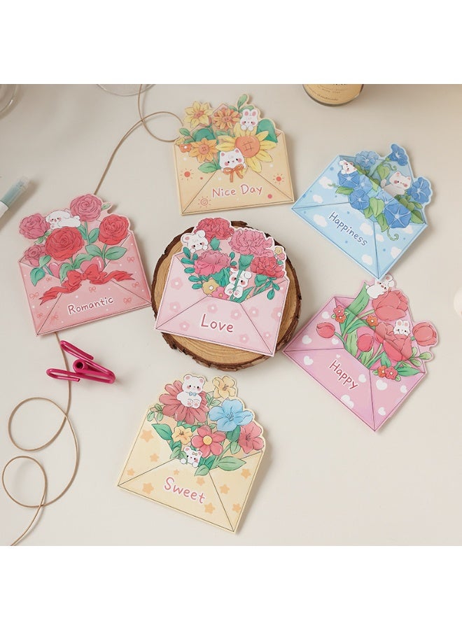 Generic 6 PCS Multicolor Flower Design Greeting Cards – Assorted Floral Patterns – Blank Inside – Ideal for Birthdays, Thank You, Weddings & More  - Image 1