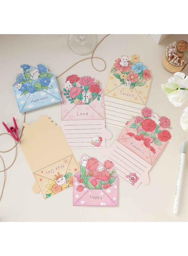 Generic 6 PCS Multicolor Flower Design Greeting Cards – Assorted Floral Patterns – Blank Inside – Ideal for Birthdays, Thank You, Weddings & More  - Image 2