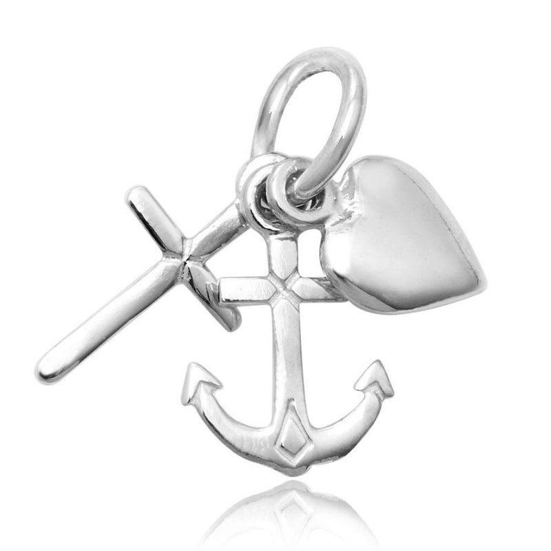 Mimi Silver Mimi 925 Sterling Silver Faith Hope Charity - Heart Cross Anchor Charm Pendant - Image 5