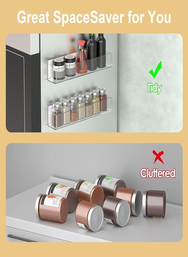 RAPAL Adhesive Acrylic Spice Rack with Nano Double Sided Tape Wall Mount Organizer, Black Wall Spice Rack With Shelf Ends for Kitchen Cabinet Door (4, Clear) - Image 5