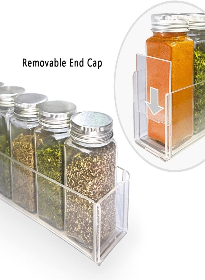 RAPAL Adhesive Acrylic Spice Rack with Nano Double Sided Tape Wall Mount Organizer, Black Wall Spice Rack With Shelf Ends for Kitchen Cabinet Door (4, Clear) - Image 4