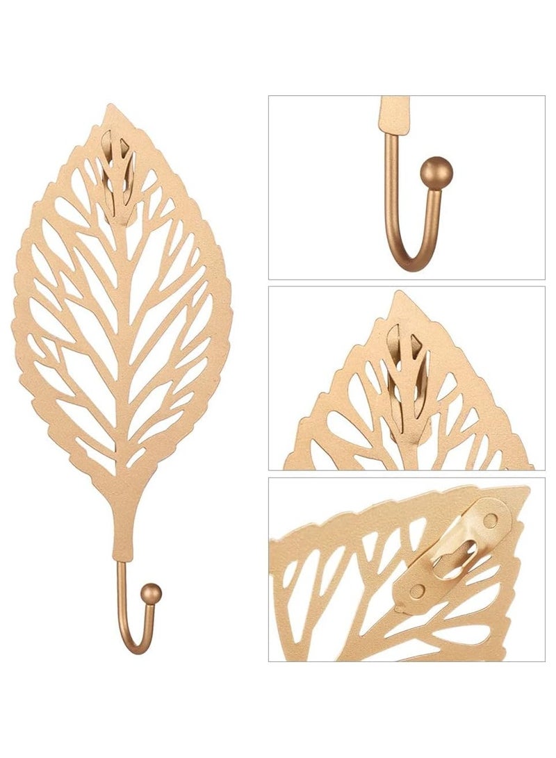 Decorative Hook, Coat Adhesive Hooks Leaves Cast Iron Decorative Wall Hooks Curtain TieBacks Wall Hooks for Hanging Keys Towels Coat in Bathroom Kitchen Decorative (3Pcs)  - Image 4