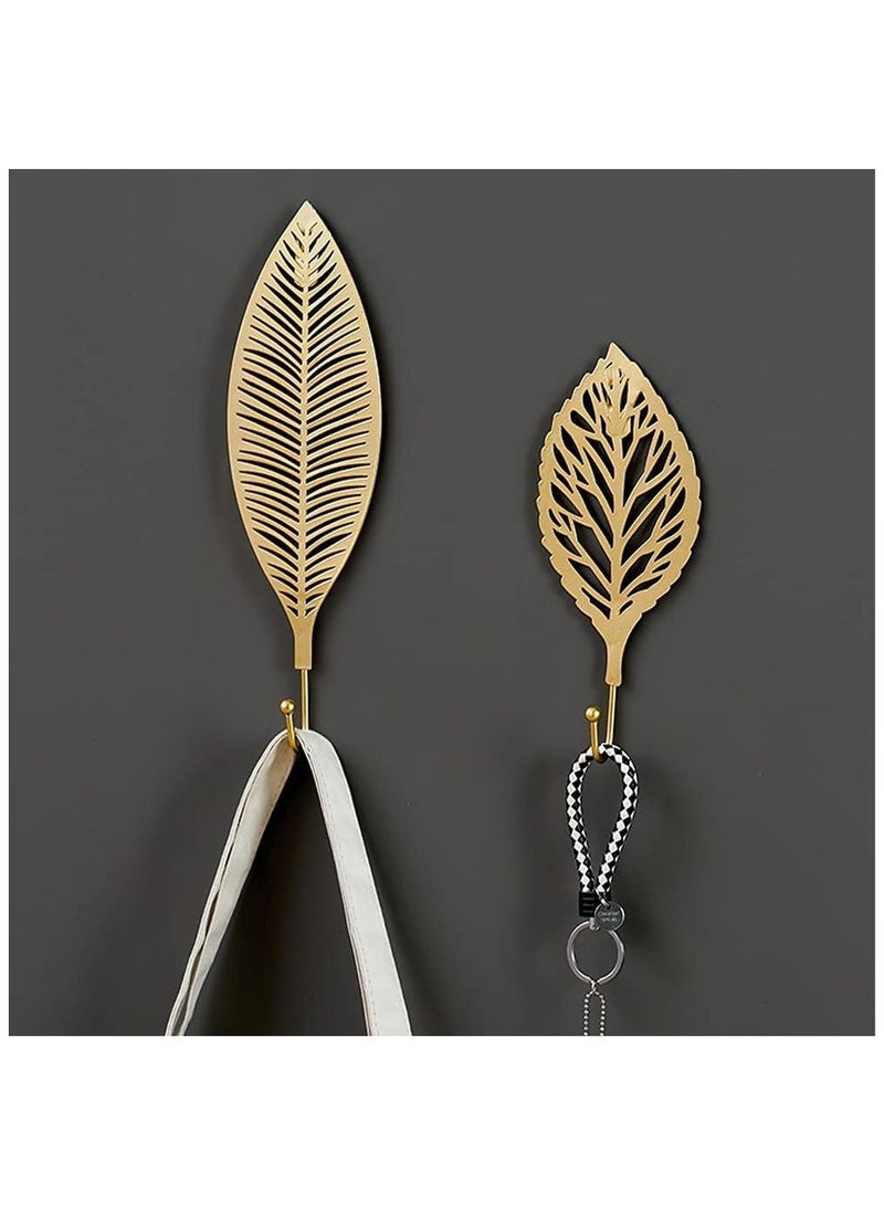 Decorative Hook, Coat Adhesive Hooks Leaves Cast Iron Decorative Wall Hooks Curtain TieBacks Wall Hooks for Hanging Keys Towels Coat in Bathroom Kitchen Decorative (3Pcs)  - Image 3