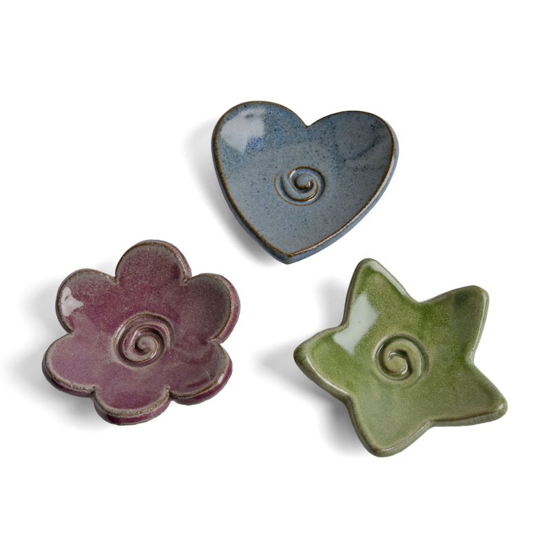 MudWorks Pottery MudWorks Pottery Tea Bag Coasters Trinket Plates Set of 3 Handmade in the USA