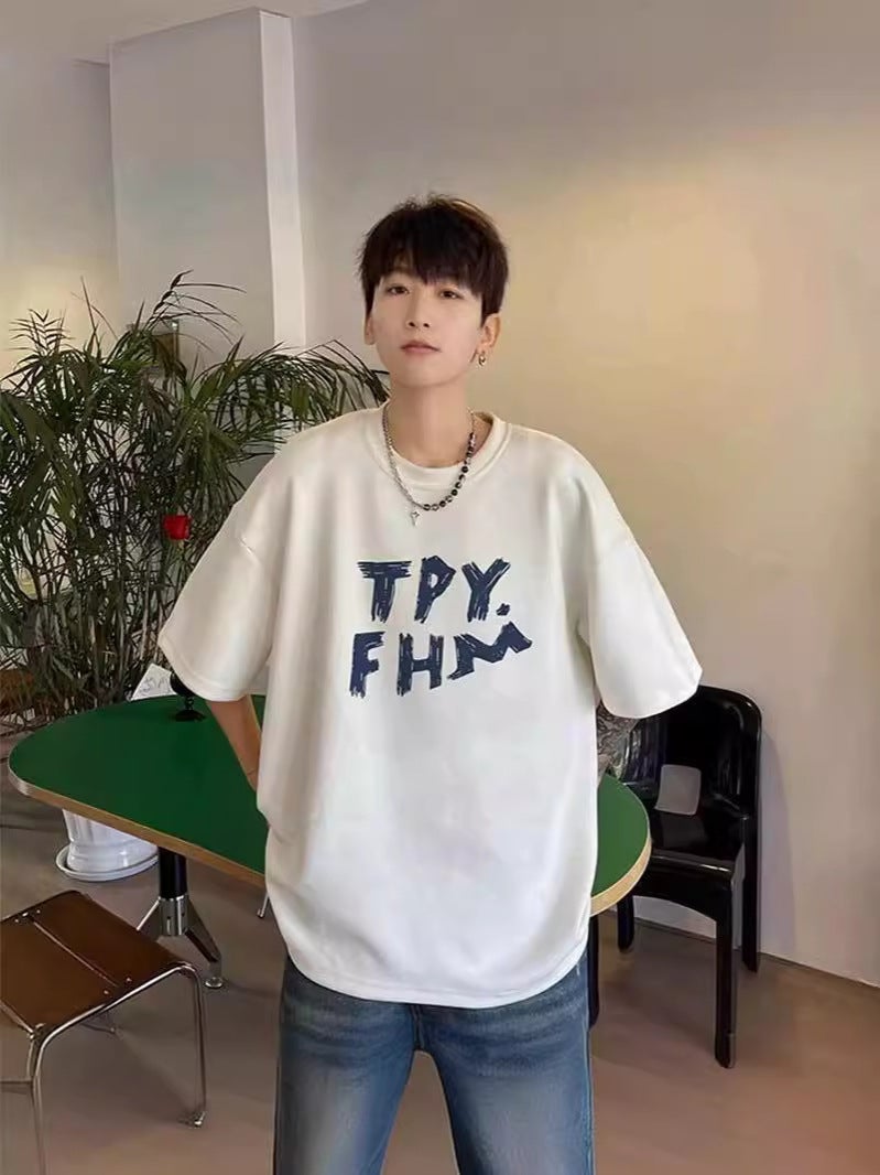 New American Style Heavy Suede Short-Sleeved T-Shirt Men'S Summer Loose Fashionable Slack Half-Sleeved Top - Image 2