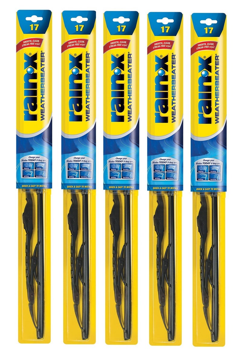 RainX RX302175PK Weatherbeater Wiper Blade  17 Windshield Wipers Pack Of 5 Automotive Replacement Windshield Wiper Blades That Meet Or Exceed OEM Quality And Durability Standards