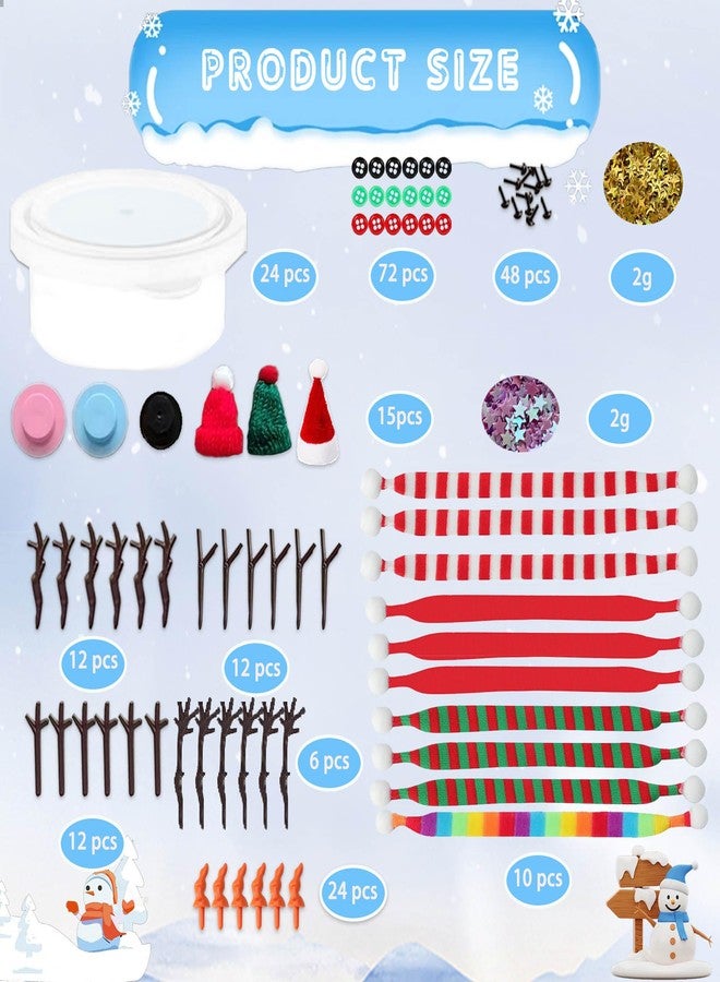 MLOLM 24 Pack DIY Winter Snowman Clay Craft Kit Bulk - DIY Christmas Clay Craft Kits with Buttons & Noses,Make a Snowman Supplies - Image 2