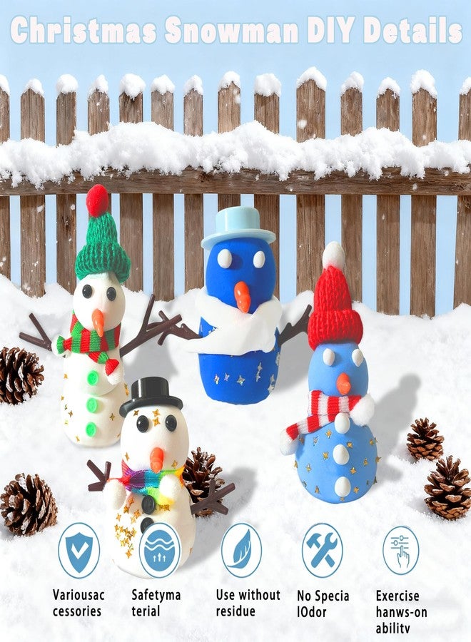 MLOLM 24 Pack DIY Winter Snowman Clay Craft Kit Bulk - DIY Christmas Clay Craft Kits with Buttons & Noses,Make a Snowman Supplies - Image 3