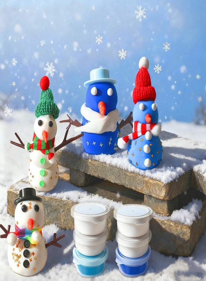 MLOLM 24 Pack DIY Winter Snowman Clay Craft Kit Bulk - DIY Christmas Clay Craft Kits with Buttons & Noses,Make a Snowman Supplies - Image 4