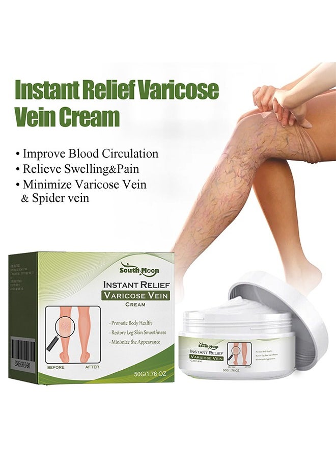 SOUTH MOON Instant Relief Varicose Vein - Soothing Leg Cream, Varicose And Spider Veins Treatment Cream, Improve Blood Circulation, Fast Relieve Swelling Pain 50G  - Image 1