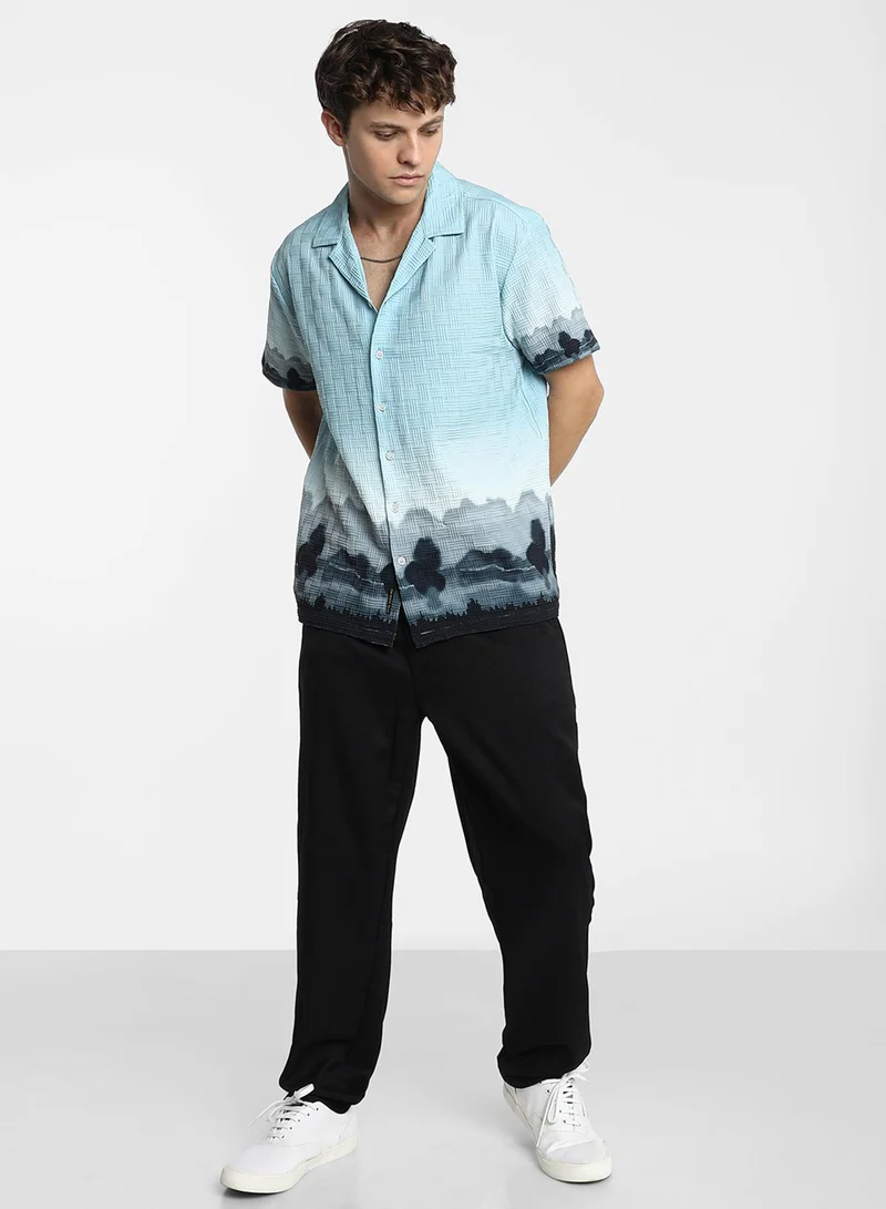 كامبوس سوترا Men's Sky Blue & Space Blue Lakeside Ombre Shirt