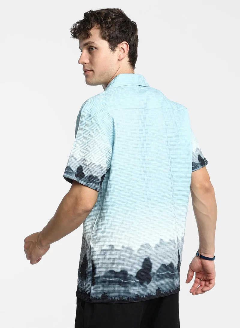 كامبوس سوترا Men's Sky Blue & Space Blue Lakeside Ombre Shirt